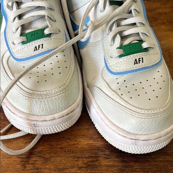 Nike Air Force 1 Sneakers - White, Green, Blue - Picture 3 of 9